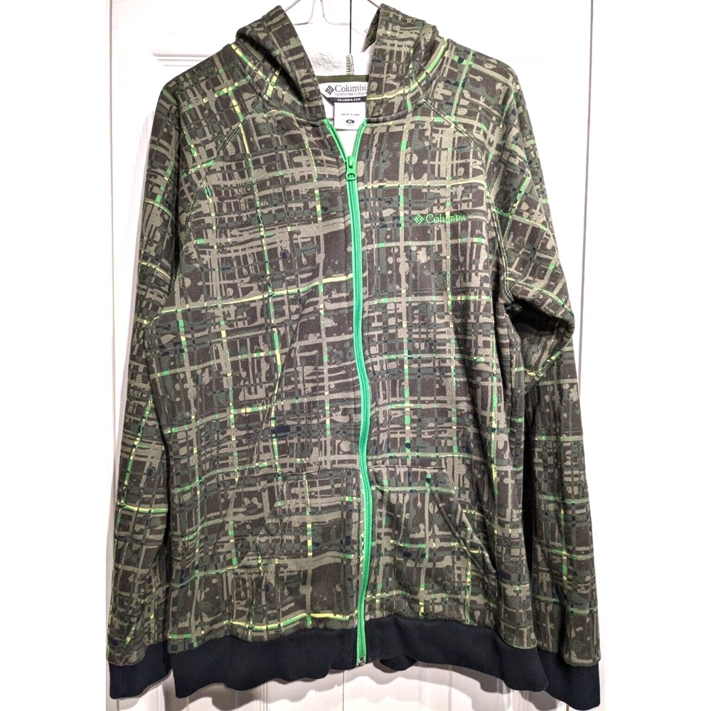Columbia Sweatshirt Youth XL Olive/Kelly Green Zip Hood Pocket NWOT Matrix Camo.